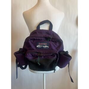 Vintage 90s Jansport Fanny Pack Made in USA Hip Waist Bag 1990's Black & Purple